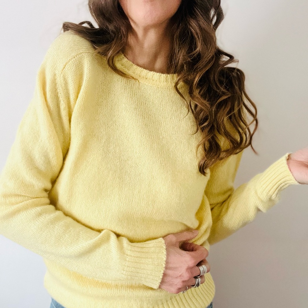 Yellow Crew Neck Wool Sweater